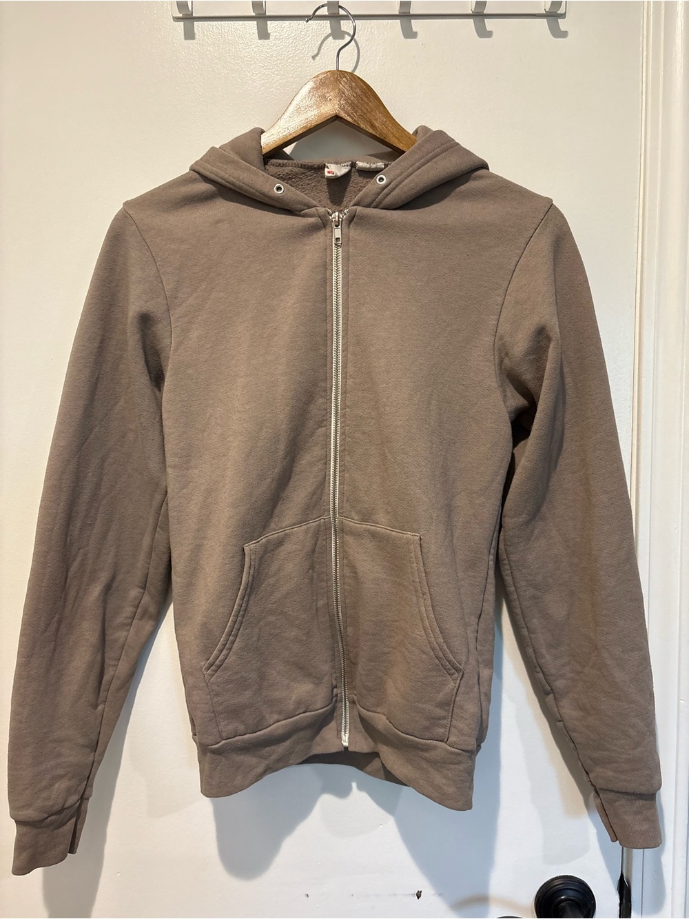 American Apparel Women’s Small Neutral Taupe Zip-Up Hoodie with Pockets
